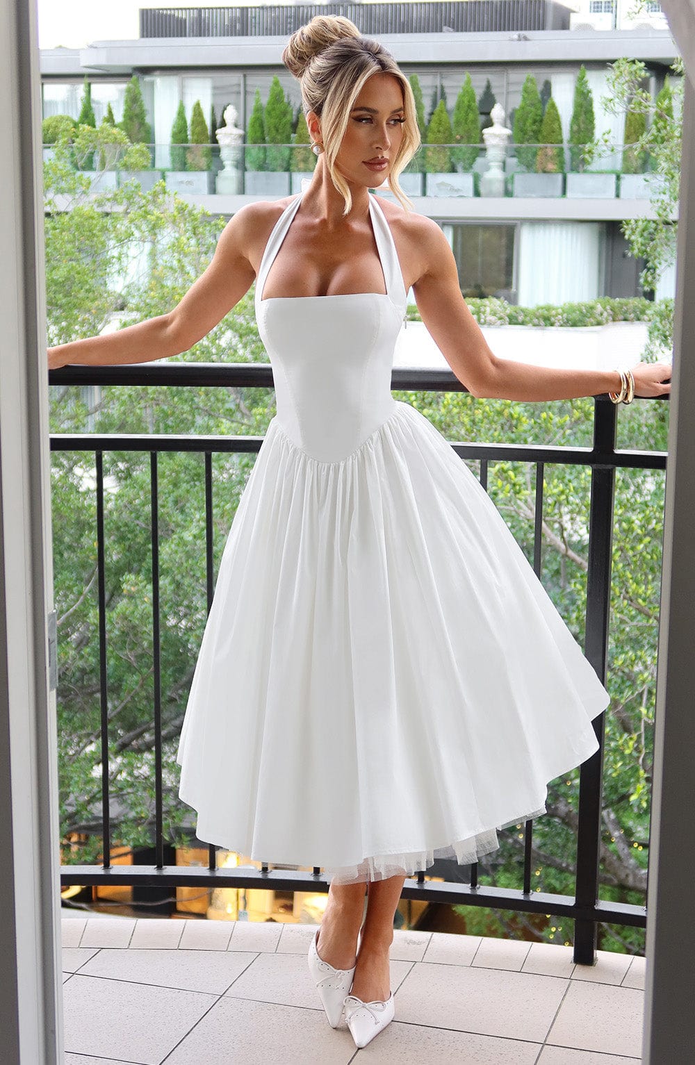 CRESSIDA MIDI DRESS IVORY - ELEGANT A-LINE WEDDING GUEST