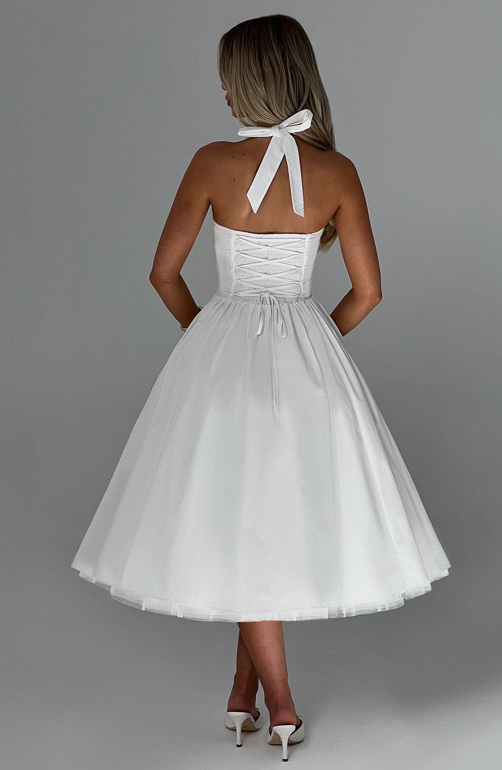 CRESSIDA MIDI DRESS IVORY - ELEGANT A-LINE WEDDING GUEST