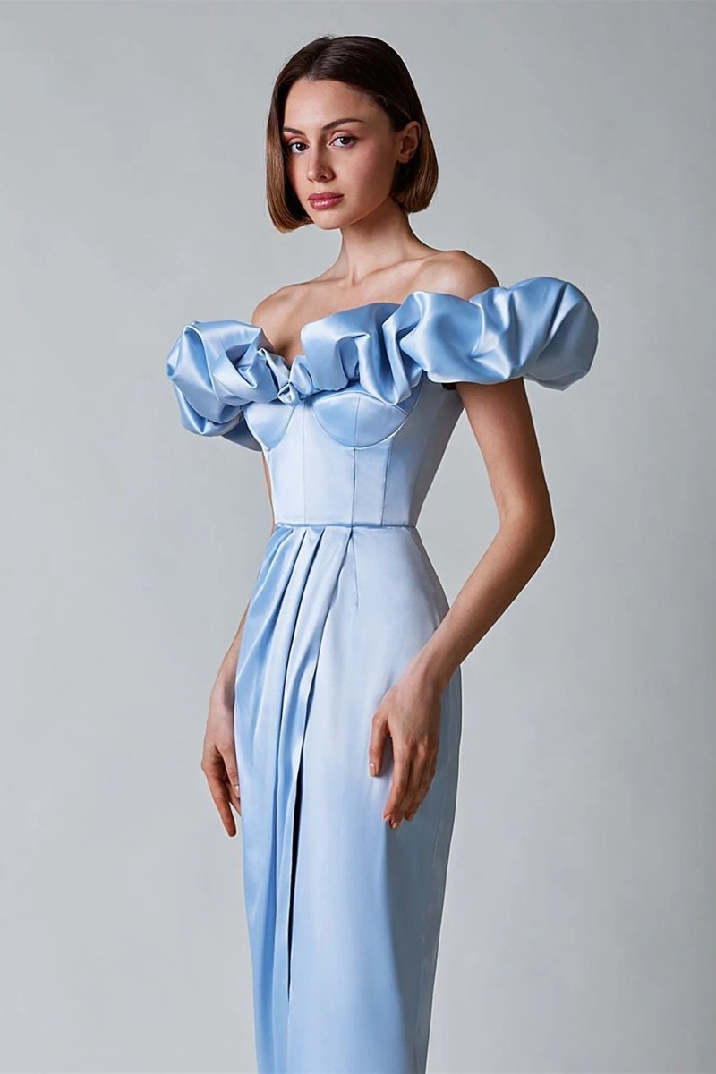 CRYSTAL OFF-SHOULDER MAXI SPLIT DRESS