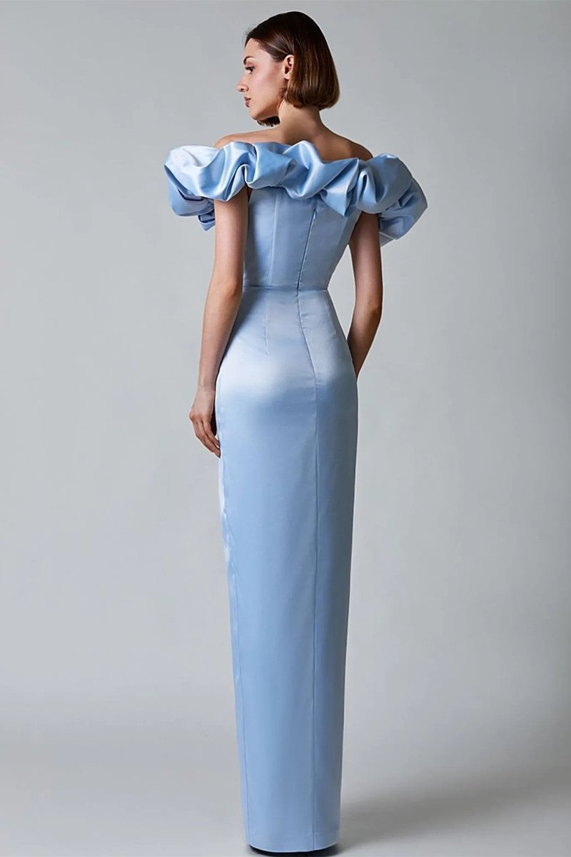 CRYSTAL OFF-SHOULDER MAXI SPLIT DRESS