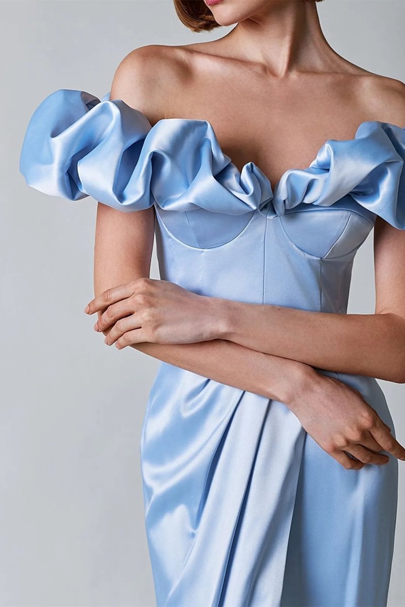 CRYSTAL OFF-SHOULDER MAXI SPLIT DRESS