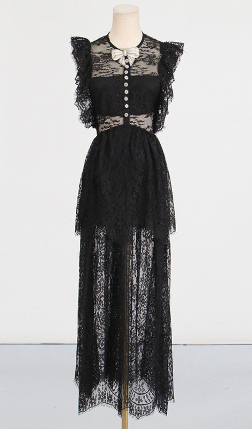 LACE TIERED MAXI DRESS FOR WEDDING GUEST