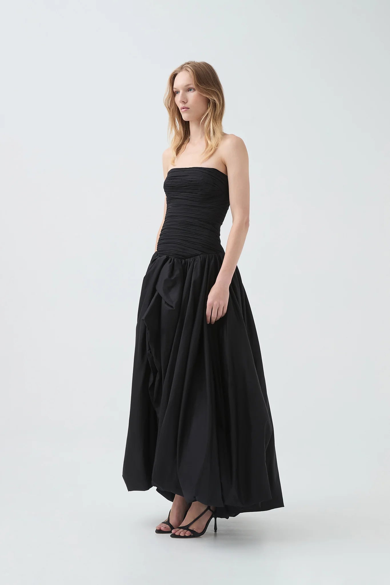 NANCY BUBBLE HEM MAXI DRESS BLACK COCKTAIL