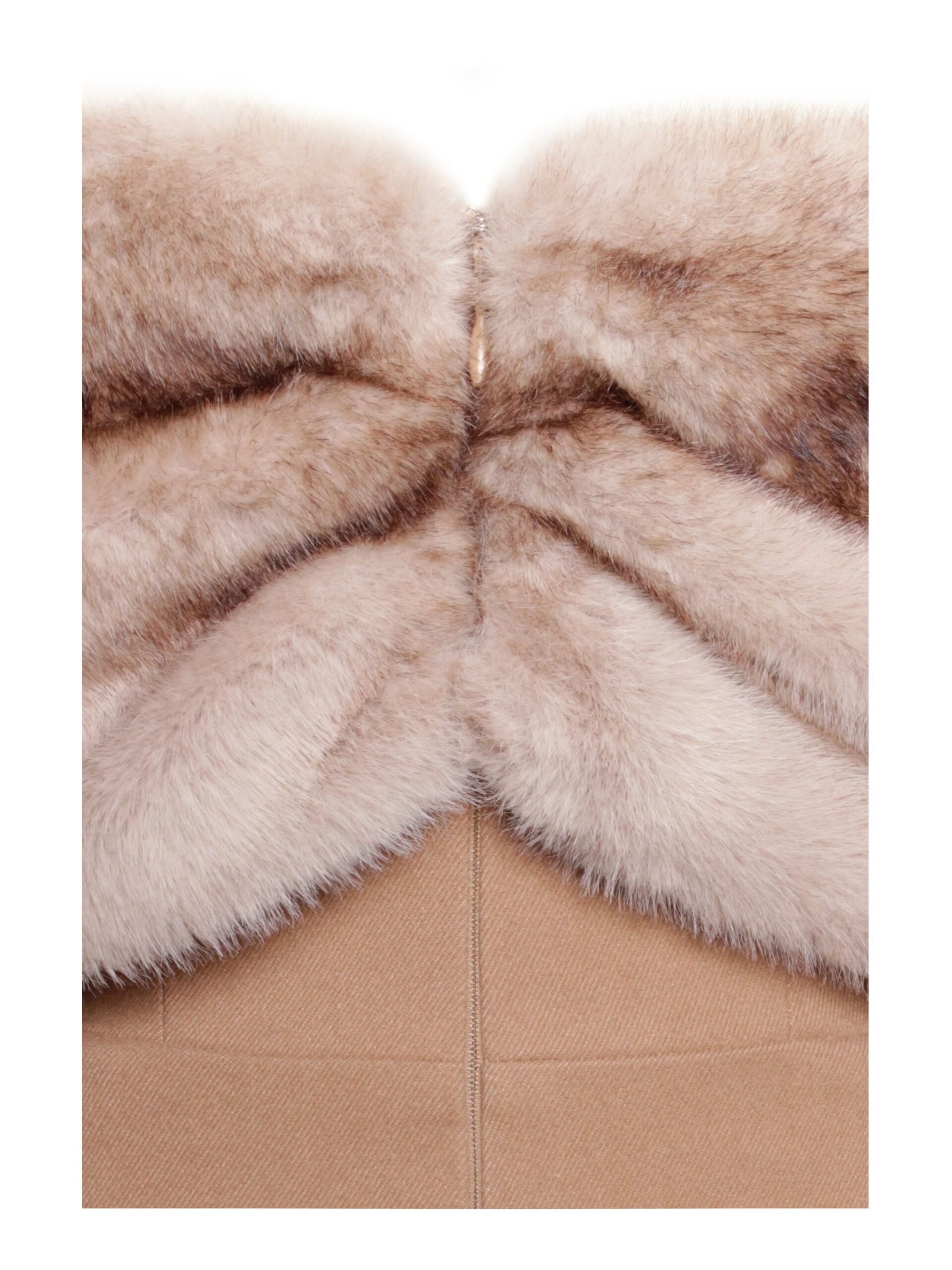 TURMERIC OFF-SHOULDER FUR TRIM MINI DRESS