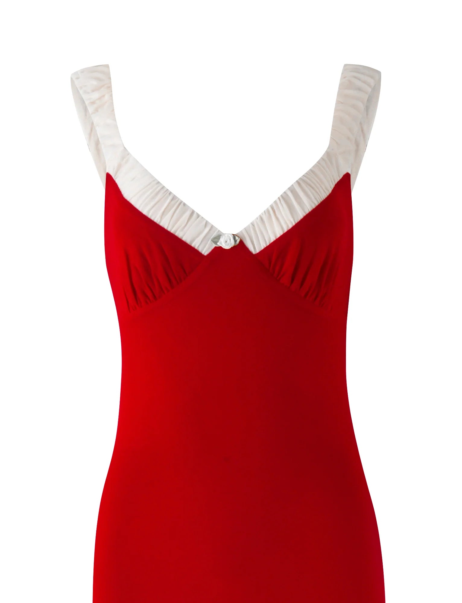 RED V-NECK BUSTIER MAXI DRESS FOR PARTIES