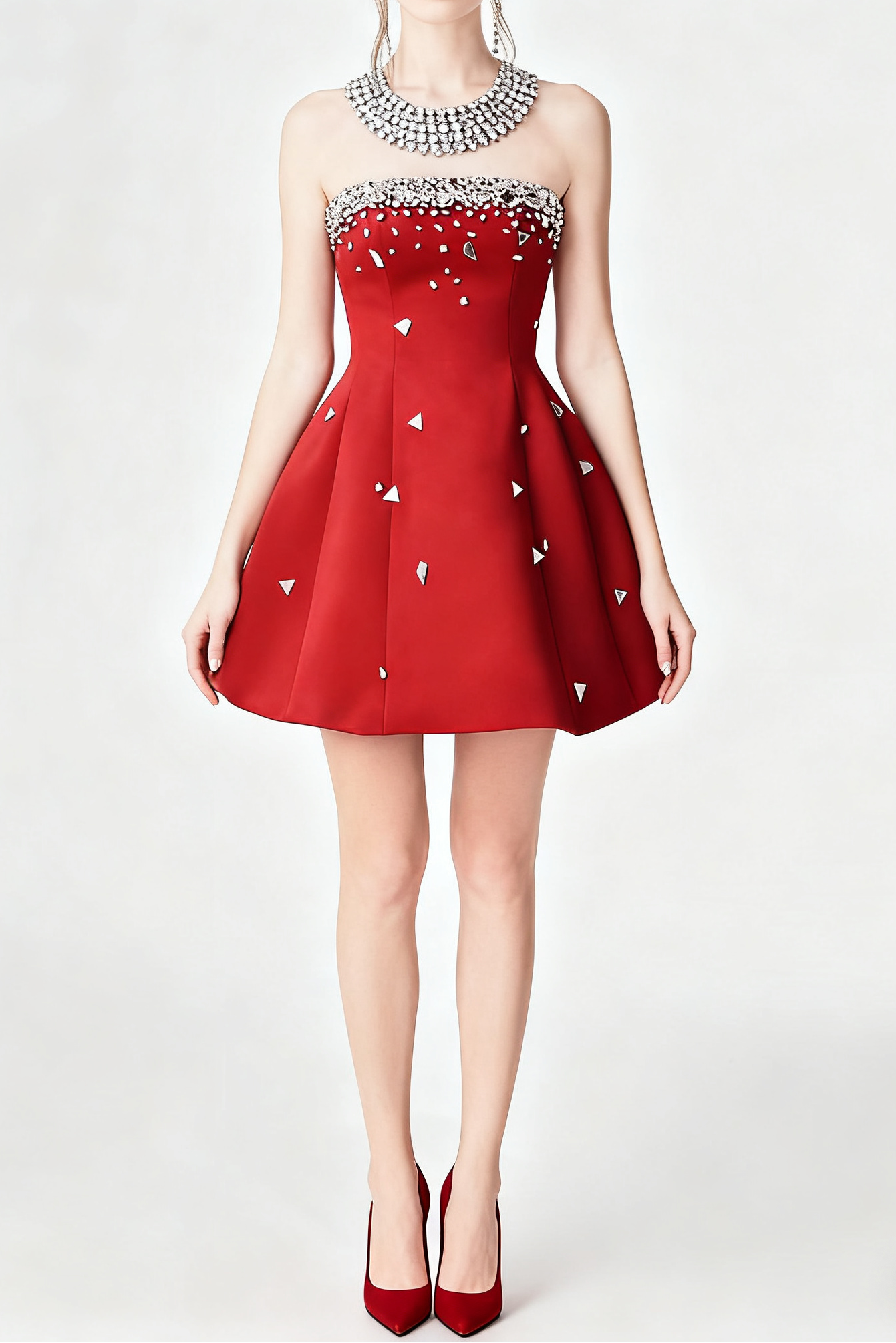 d2fd7ab1510d92ba9f0879d9f843d96f RED CRYSTAL EMBELLISHED STRAPLESS MINI PARTY DRESS