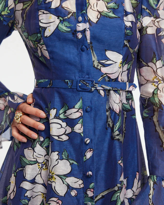 FLORAL BUTTERFLY SLEEVE MAXI DRESS, MIDNIGHT BLUE