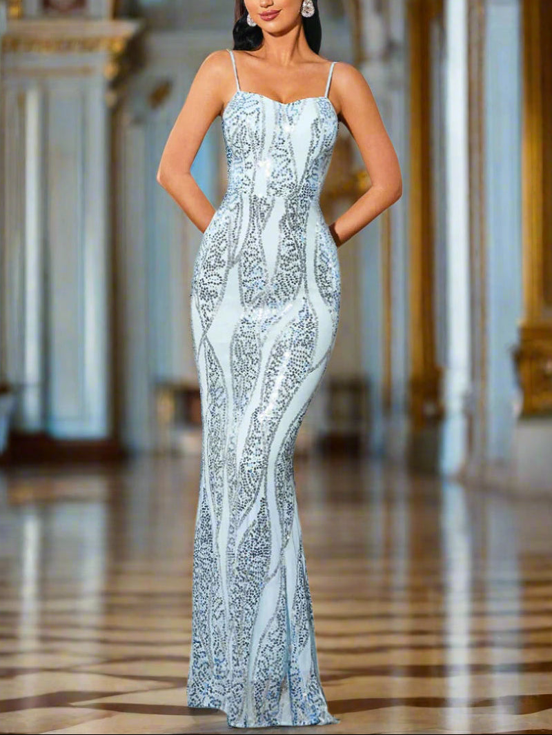 d44b55a3 ELEGANT SPAGHETTI MERMAID BACKLESS DRESS