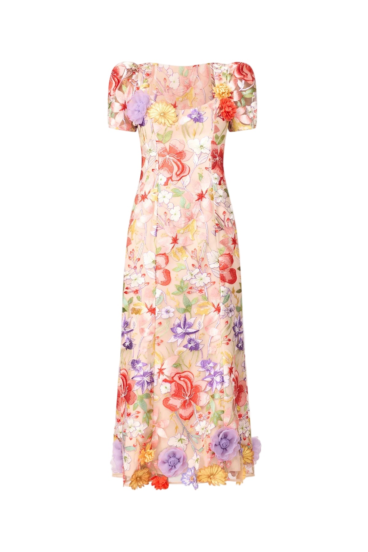 TRISTA MULTICOLOR SQUARE NECK BACKLESS FISHTAIL MAXI DRESS