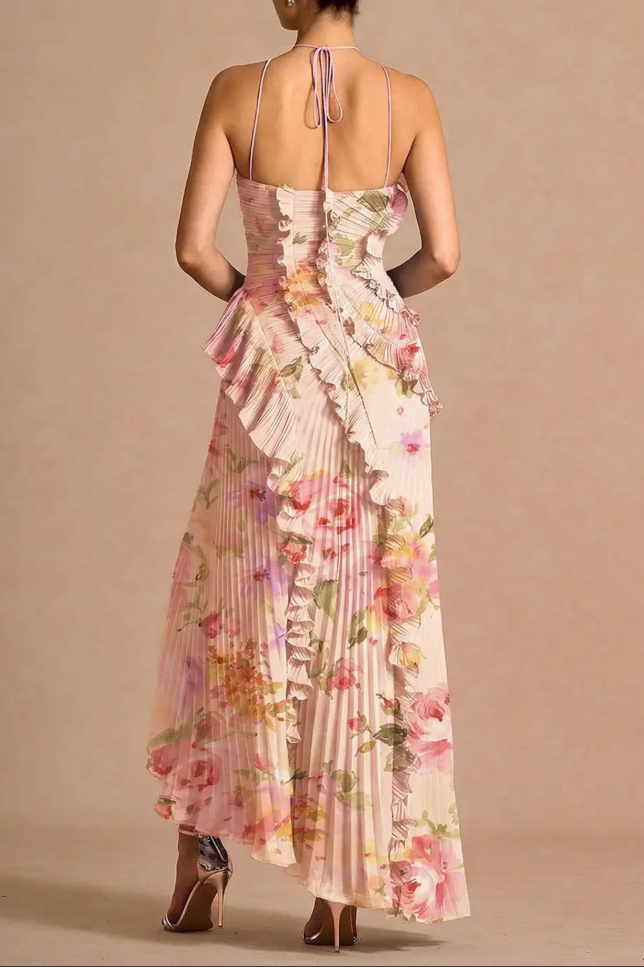 MARCIA FLORAL RUFFLE MAXI DRESS FOR WEDDING GUEST