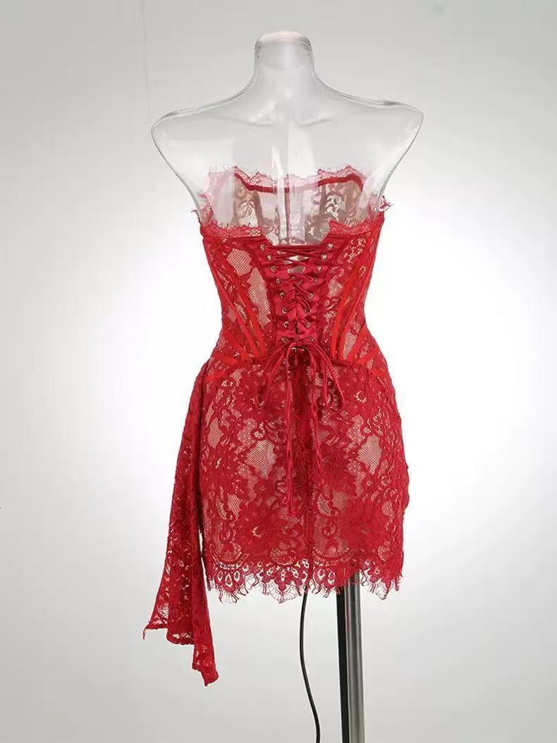 ANGEL CORSET DRAPED MINI DRESS FOR PARTY