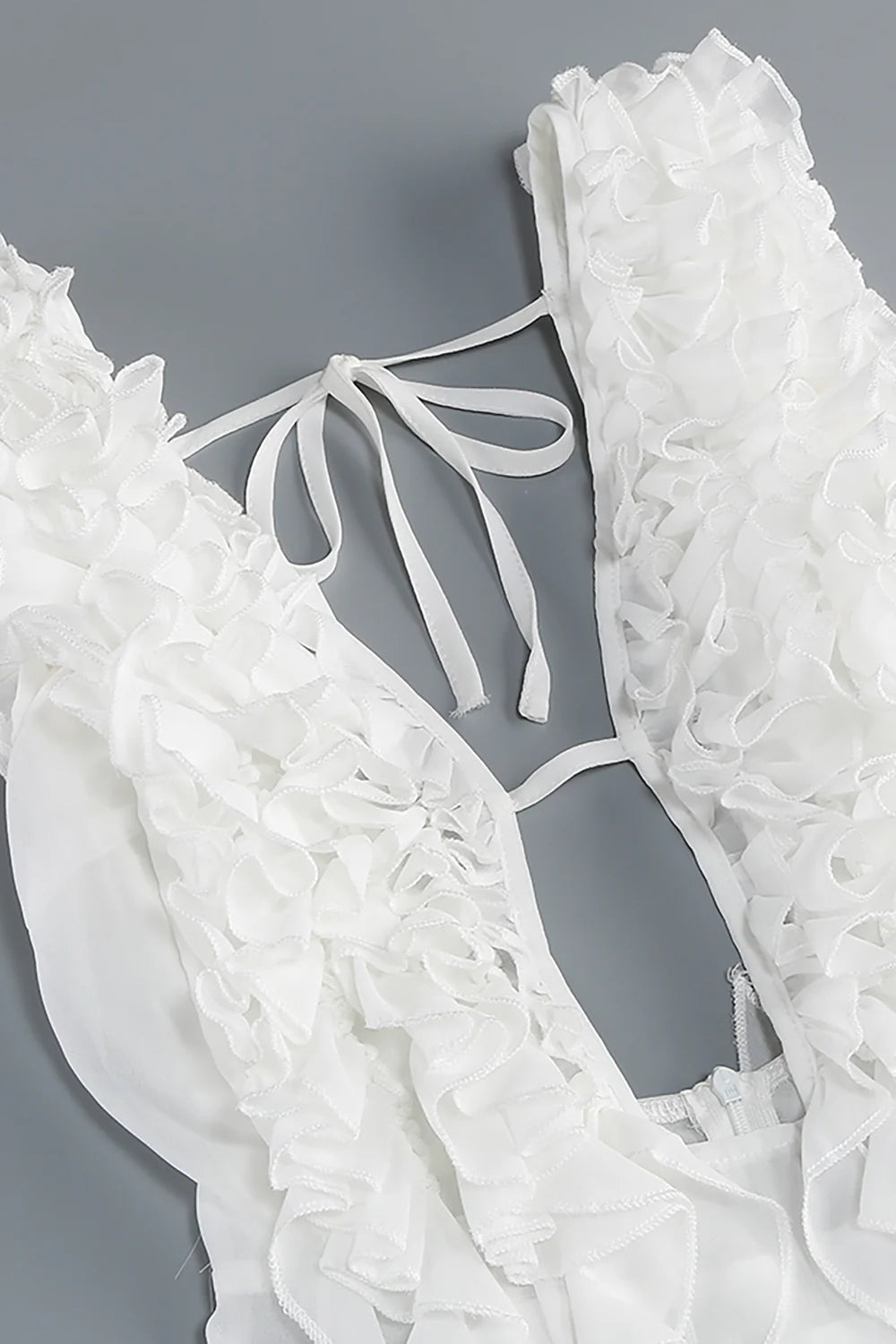 CHIC WHITE PLEATED RUFFLE MAXI DRESS