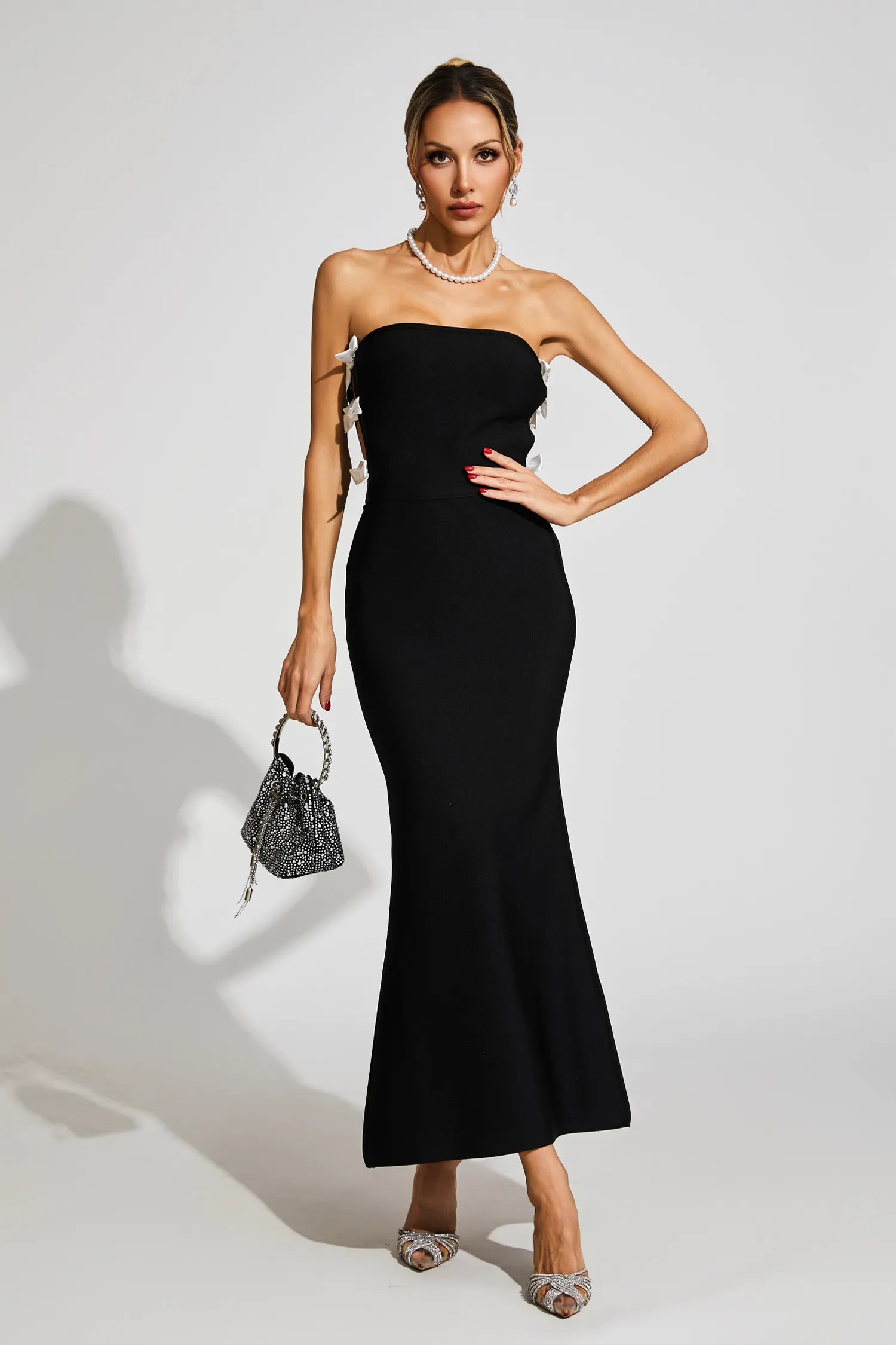JOCELYN BOWKNOT STRAPLESS BANDAGE MAXI DRESS