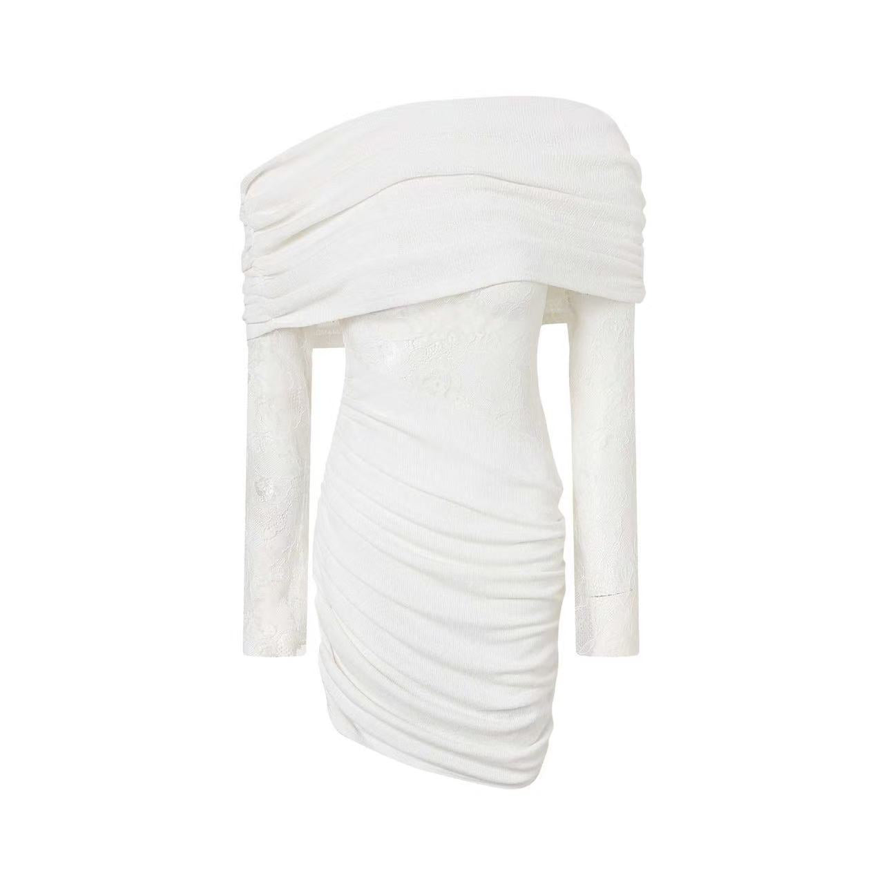 WHITE LACE STRAPLESS PARTY MINI DRESS