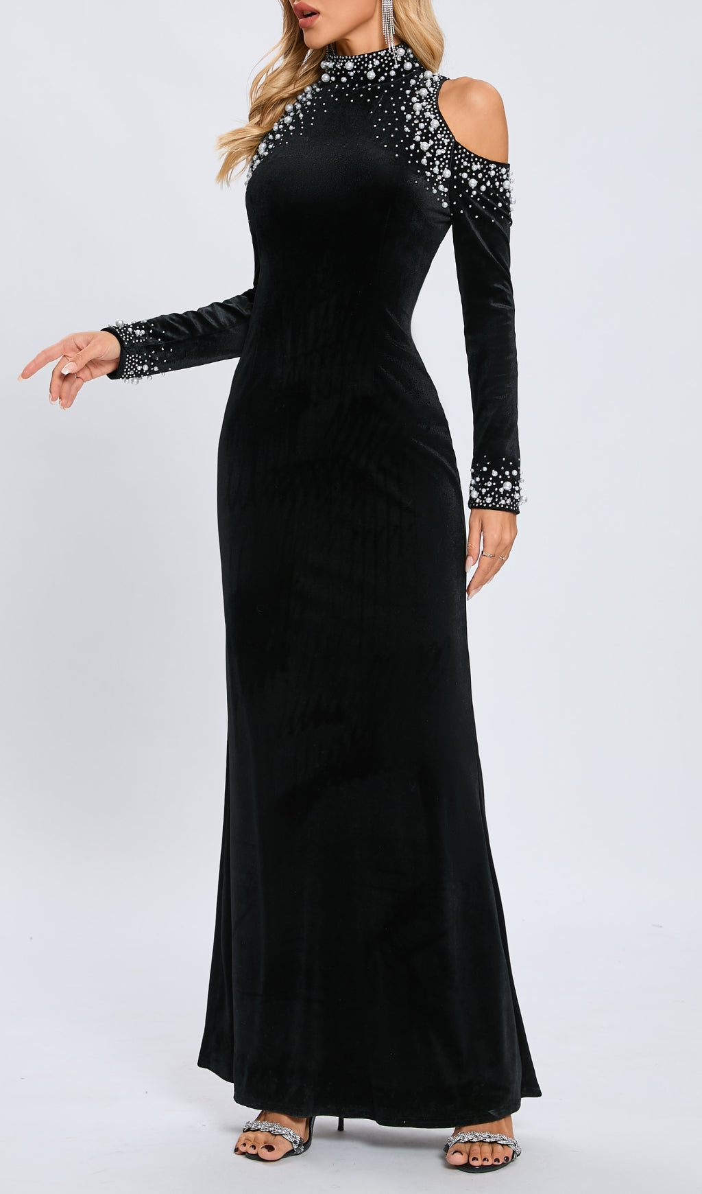 SEQUIN BLACK MAXI DRESS FOR FORMAL EVENTS