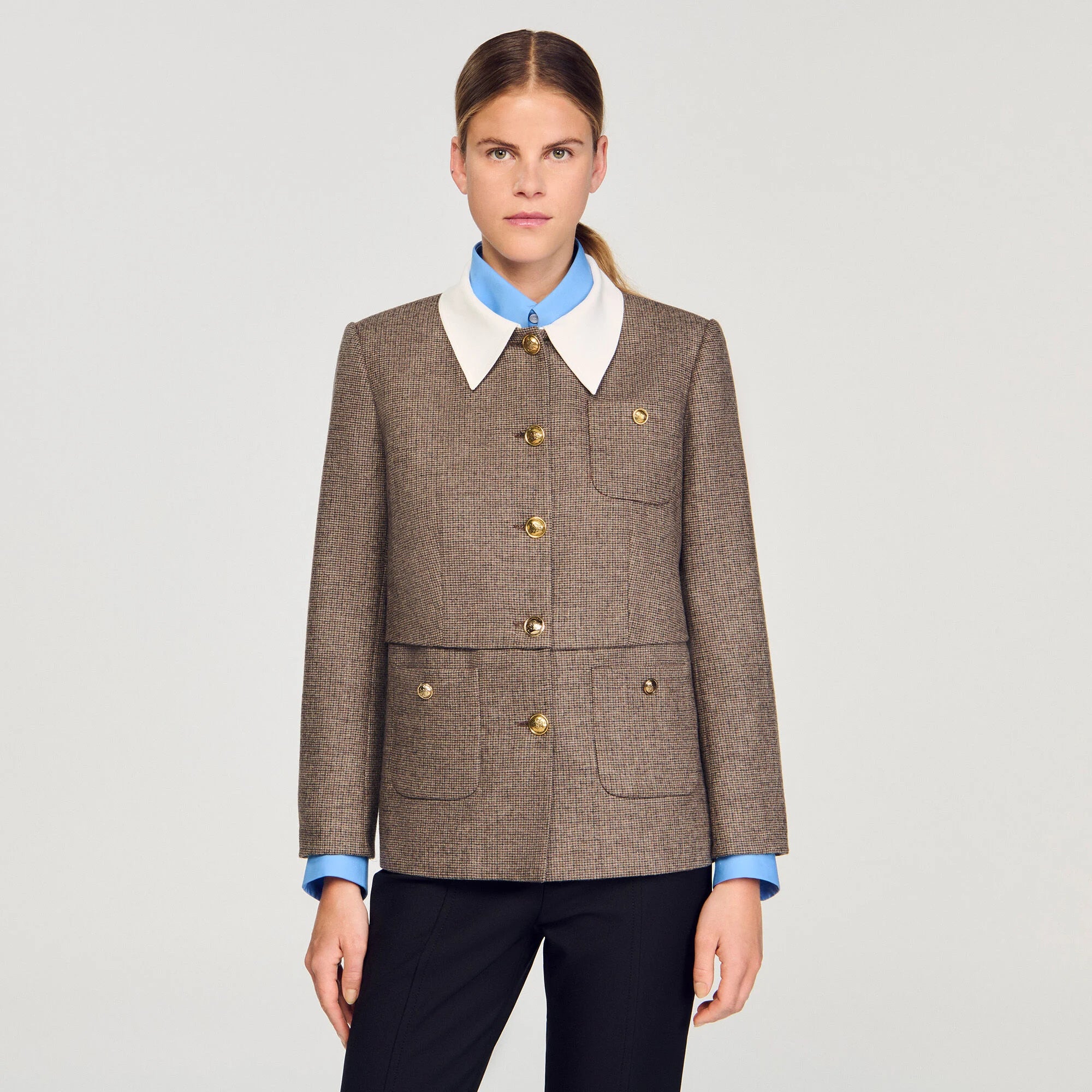 SETLLA HOUNDSTOOTH BROWN BLAZER FOR WORK