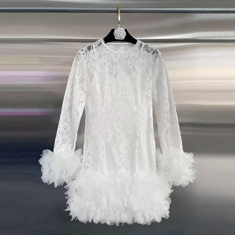MINI LACE FLORAL DRESS FOR COCKTAIL PARTY