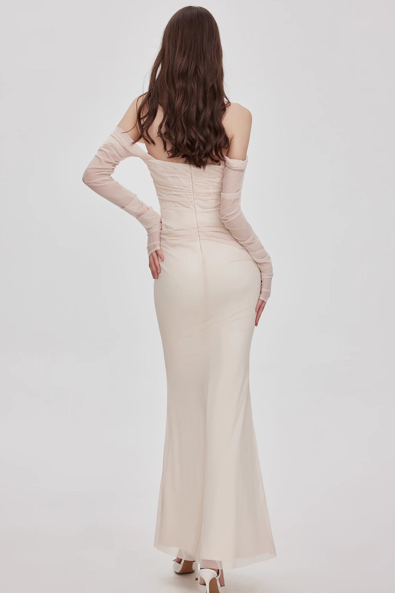 MESH MAXI DRESS FOR EVENING PARTY