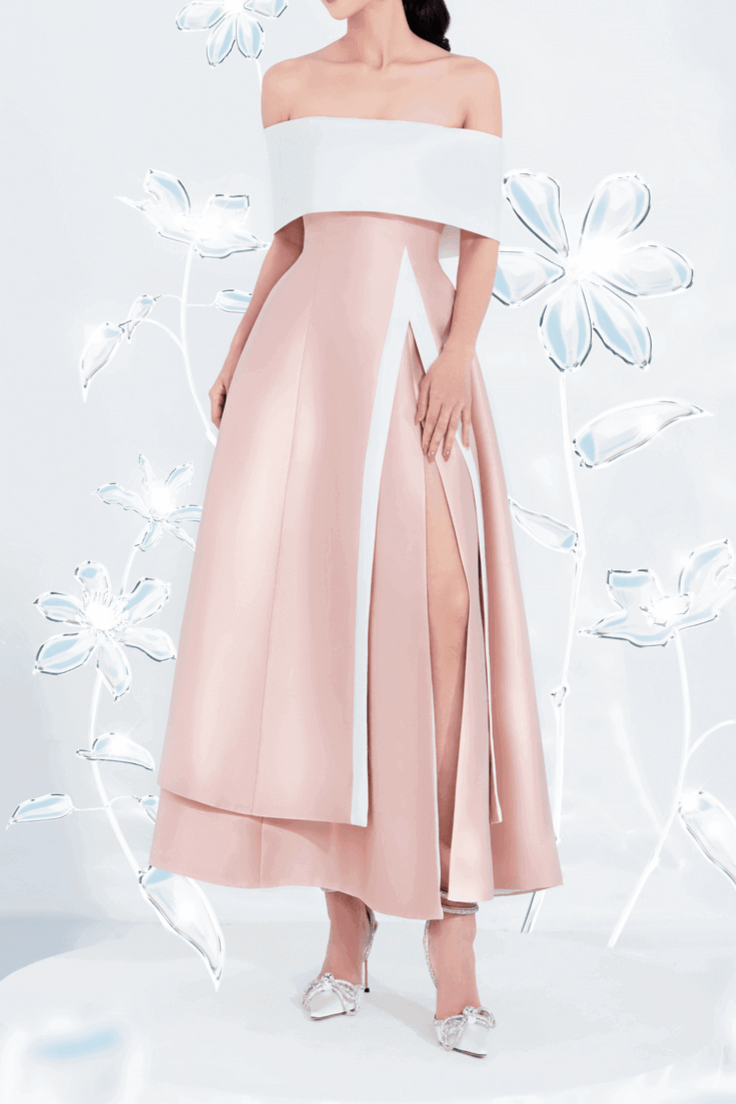 dakota-slit-off-shoulder-taffeta-midi-dress-by-mean-blvd-1 DAKOTA OFF-SHOULDER SLIT MIDI DRESS, TAFFETA PARTY GOWN