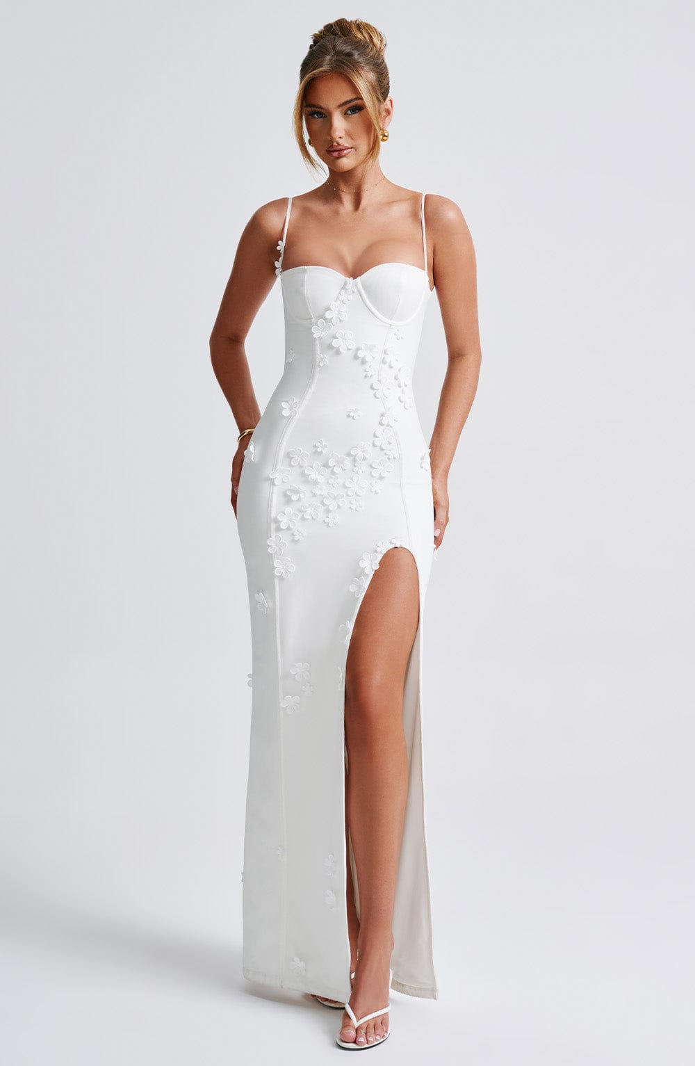 DALARY IVORY LINED MAXI DRESS - ELEGANT OCCASION