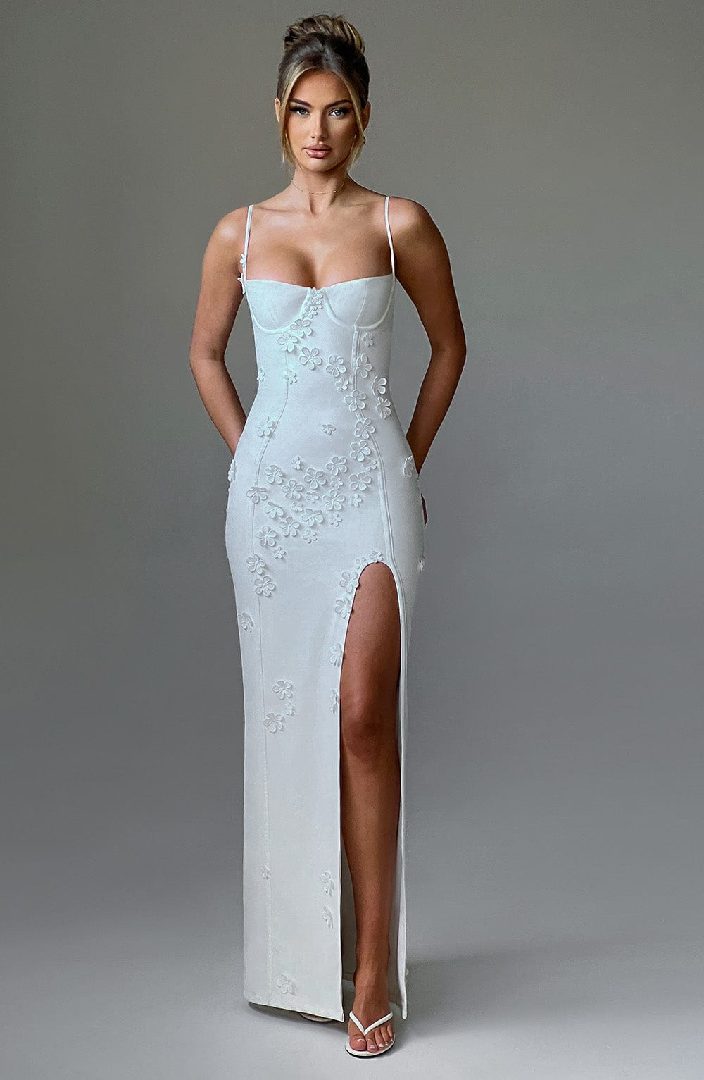 DALARY IVORY LINED MAXI DRESS - ELEGANT OCCASION
