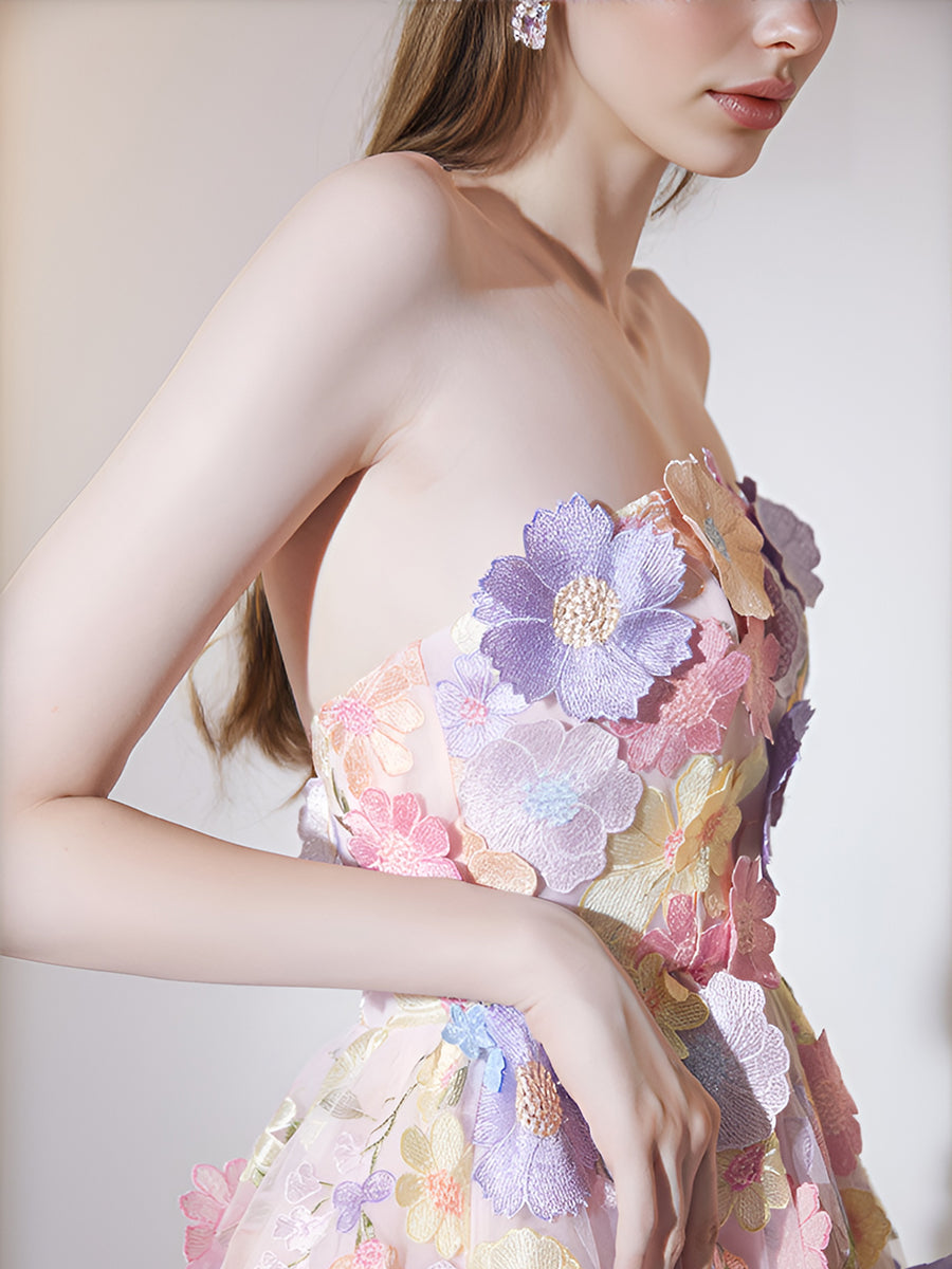 PASTEL PINK FLORAL EMBROIDERY MIDI DRESS FOR WEDDING GUEST