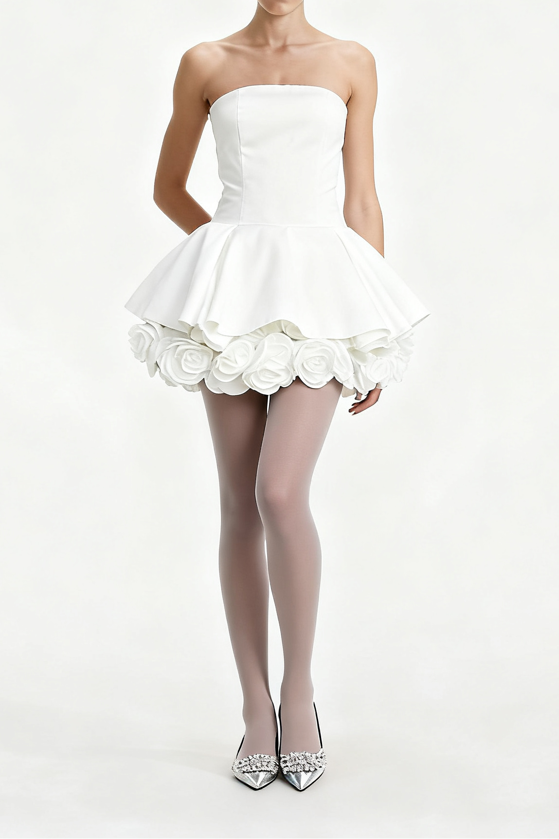 LUCIE WHITE PETAL CORSET MINI DRESS FOR PARTY