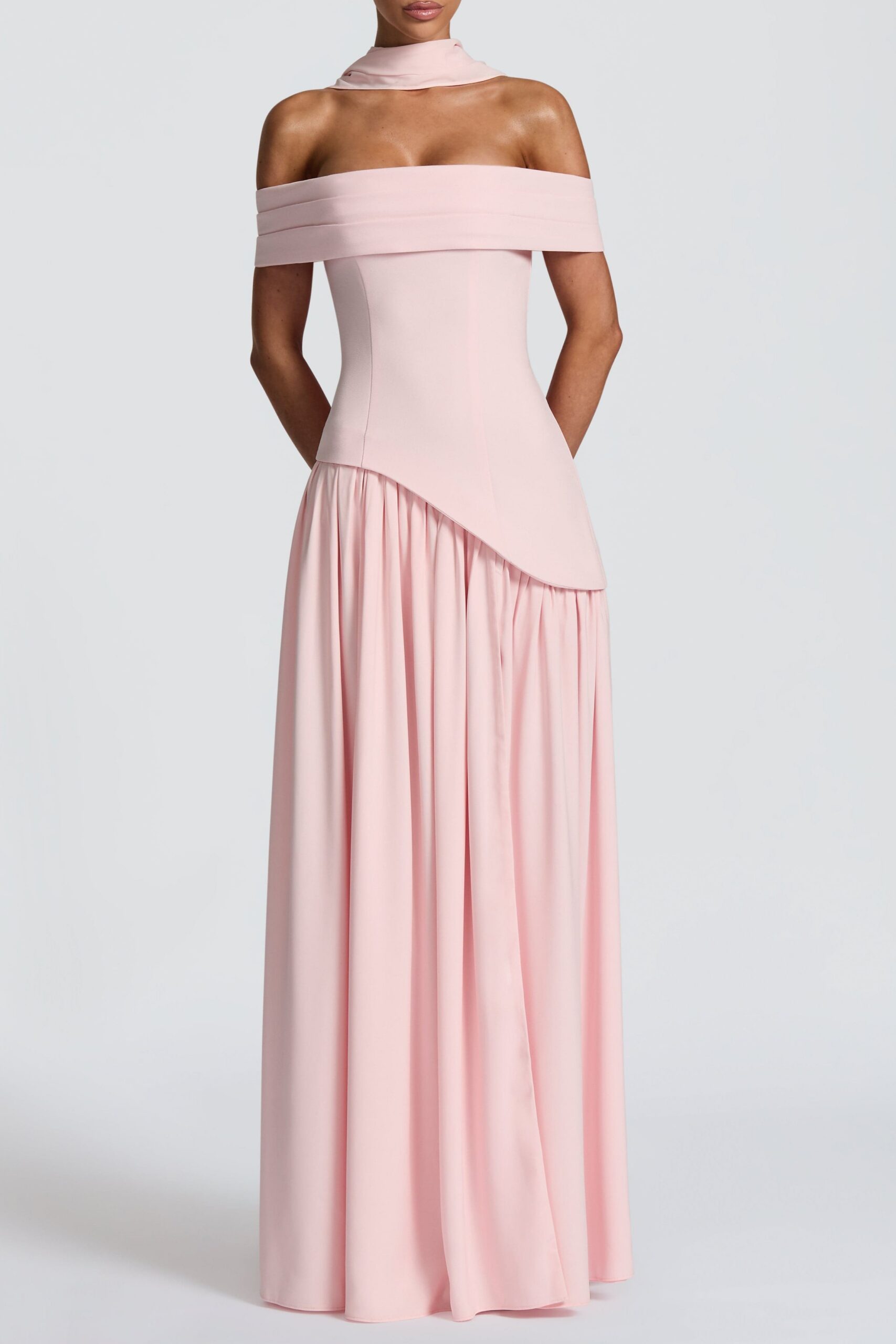 DOROTHY OFF-SHOULDER HIGH SLIT MAXI DRESS BLUSH