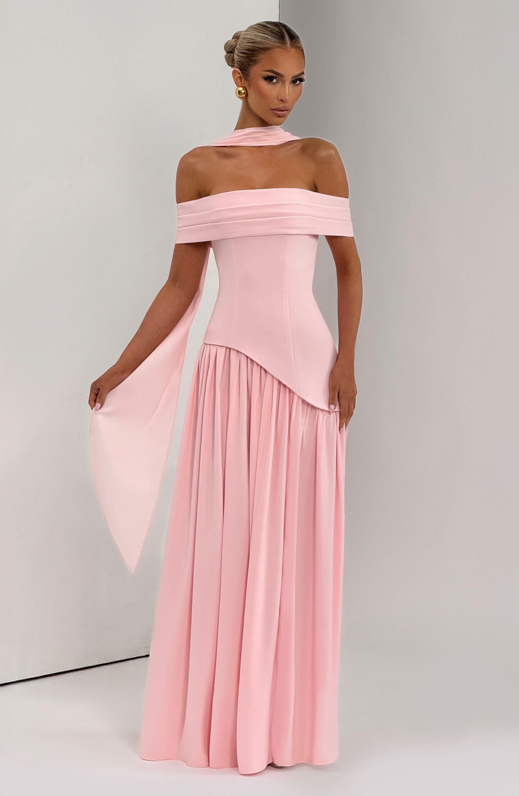 DOROTHY OFF-SHOULDER HIGH SLIT MAXI DRESS BLUSH