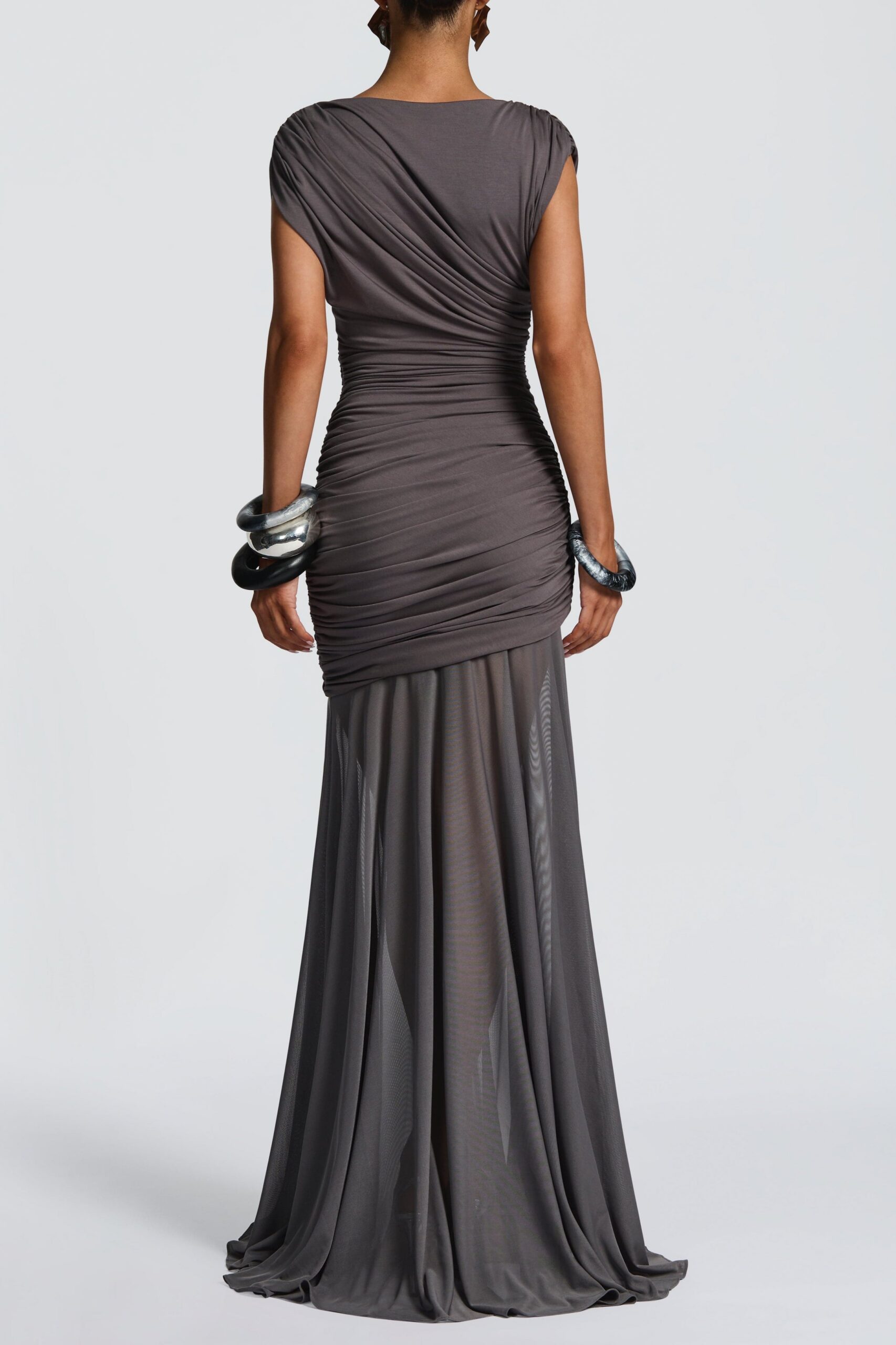EILEEN RUCHED SLEEVELESS MAXI DRESS CHARCOAL
