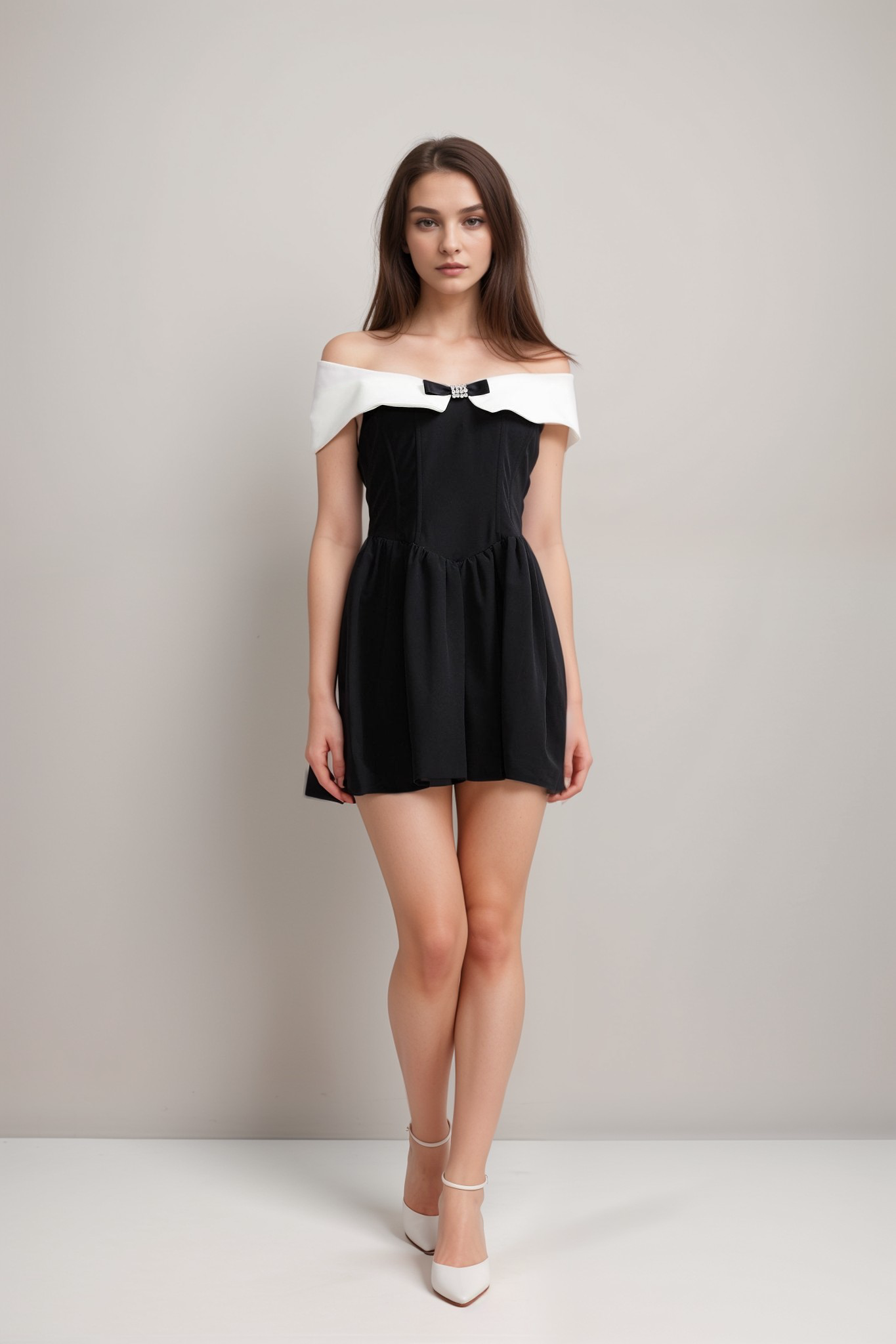 OFF-SHOULDER BLACK MINI DRESS FOR PARTY