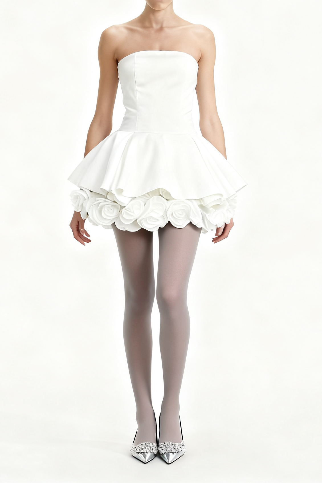 LUCIE WHITE PETAL CORSET MINI DRESS FOR PARTY