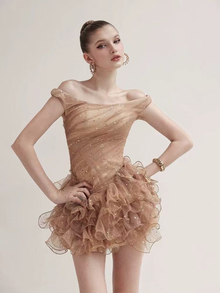 VERONIC ROMANTIC SEQUIN SLEEVELESS MINI DRESS