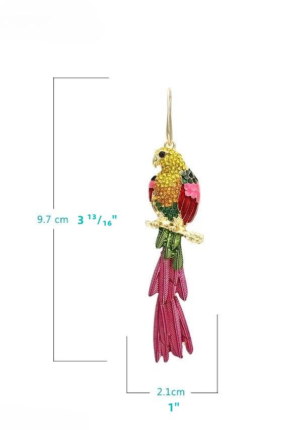 GLITTER PARROT TASSEL EARRINGS FOR PARTIES