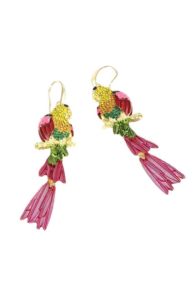 GLITTER PARROT TASSEL EARRINGS FOR PARTIES