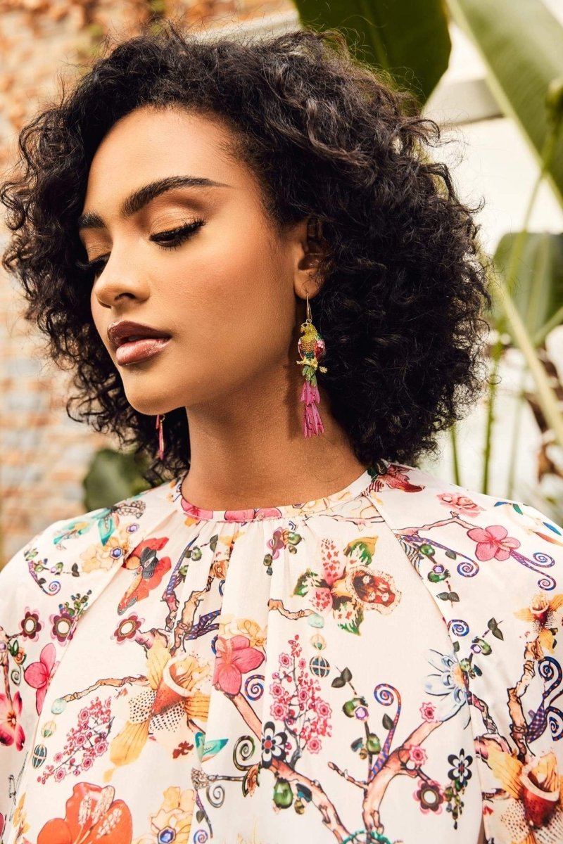 GLITTER PARROT TASSEL EARRINGS FOR PARTIES