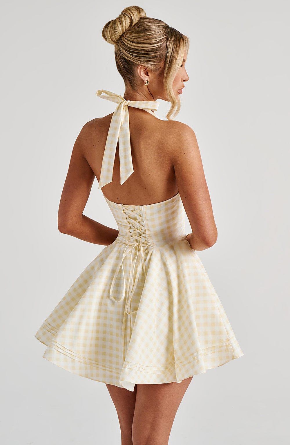 DORIS MINI DRESS IN LEMON GINGHAM FOR SUMMER