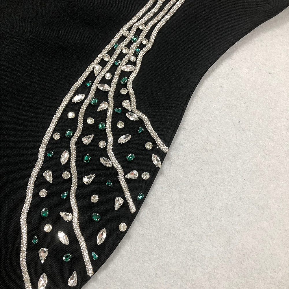 ASHLEY CRYSTAL BODYCON MAXI DRESS BLACK
