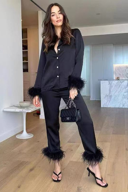 DARCIE BLACK PYJAMAS LOUNGE SET SLEEPWEAR