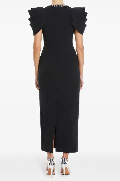 ROXANNE BLACK BODYCON GOWN CRYSTAL EVENING