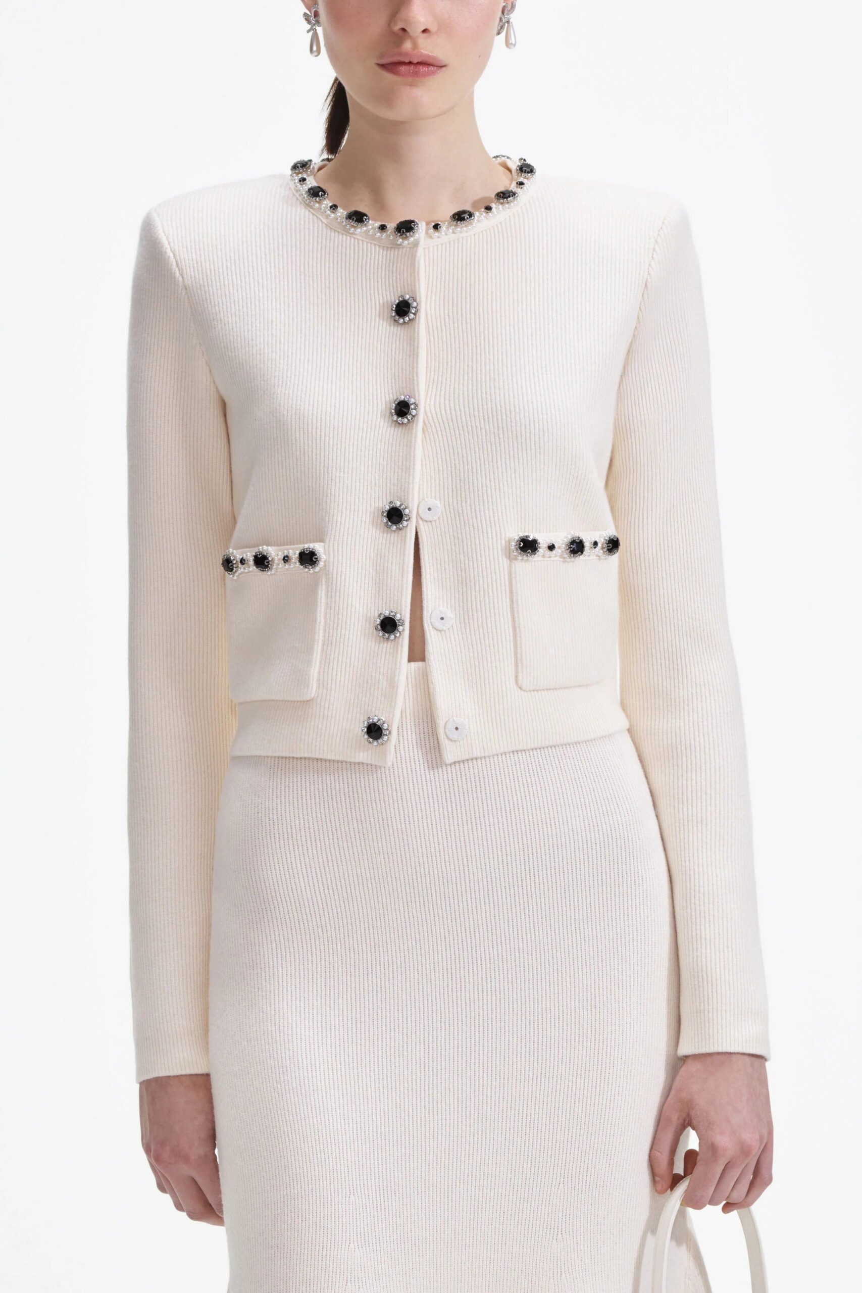 VIRGINIA CREAM EMBELLISHED CARDIGAN SKIRT SET