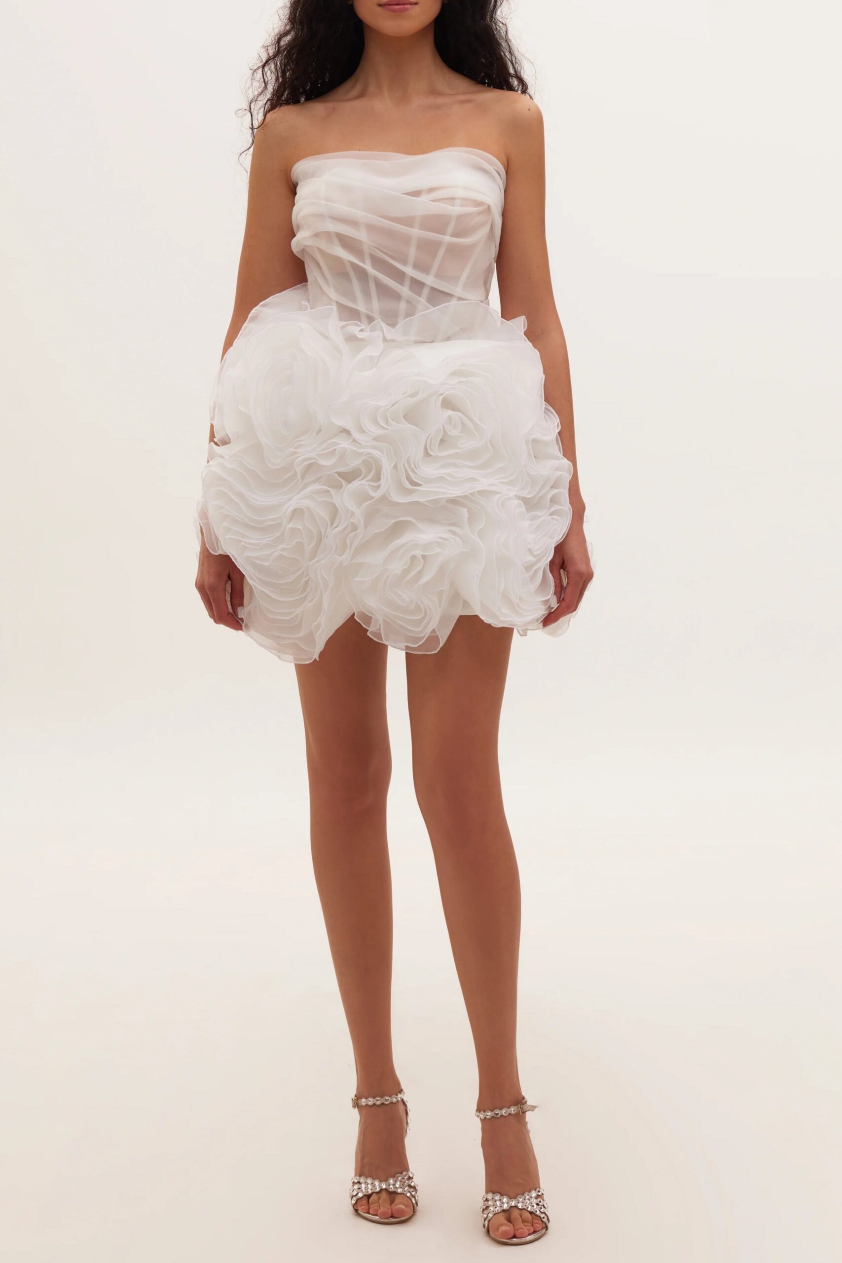 e2d5ce9d-bb20-47b1-a212-f983fb396902 GEORGIA APPLIQUÉD ORGANZA WHITE MINI DRESS FOR WEDDING