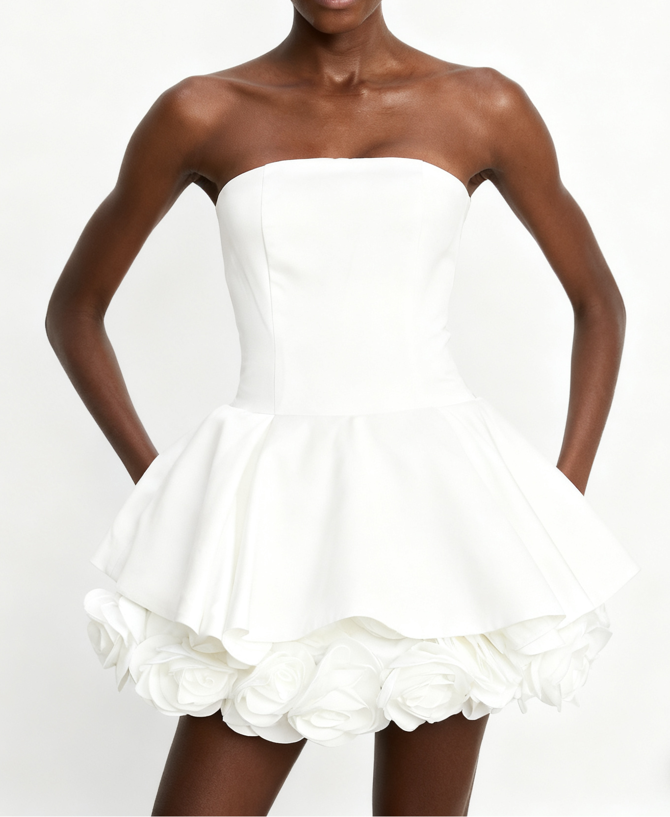 LUCIE WHITE PETAL CORSET MINI DRESS FOR PARTY