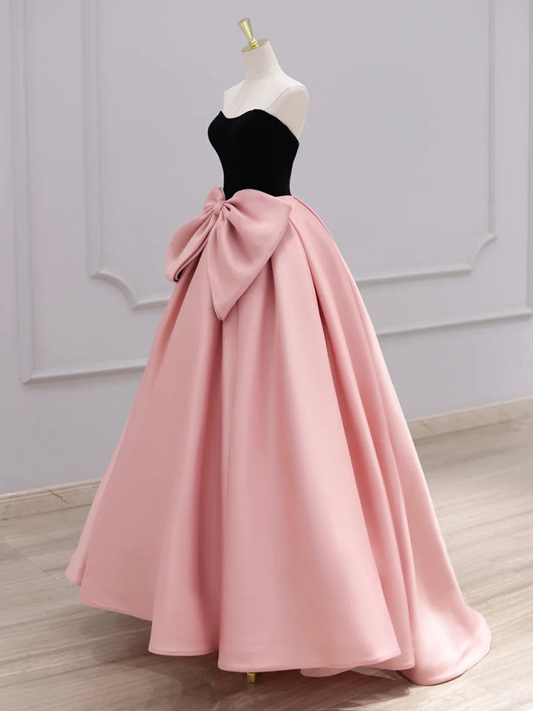 A-LINE VELVET SATIN PINK COCKTAIL DRESS
