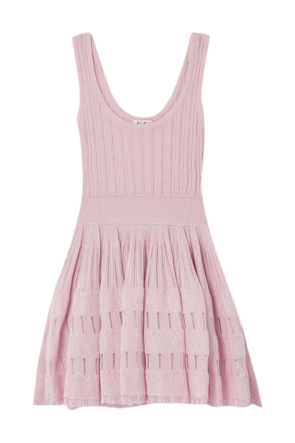 RIBBED POINTELLE MINI DRESS - PINK COCKTAIL
