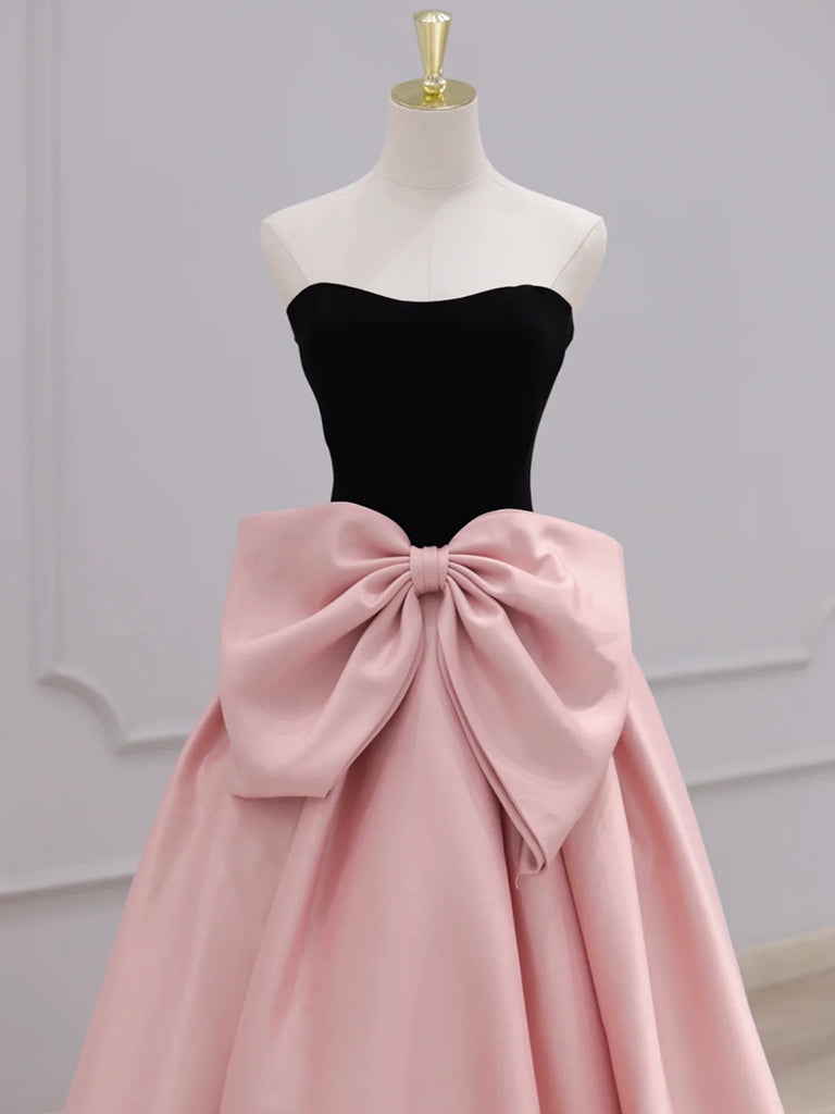 A-LINE VELVET SATIN PINK COCKTAIL DRESS