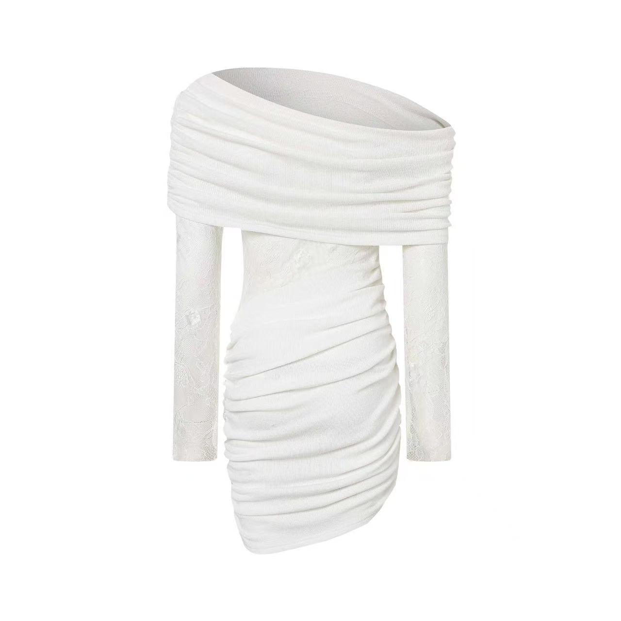 WHITE LACE STRAPLESS PARTY MINI DRESS