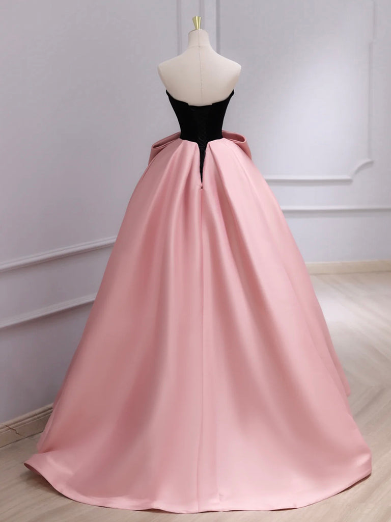 A-LINE VELVET SATIN PINK COCKTAIL DRESS