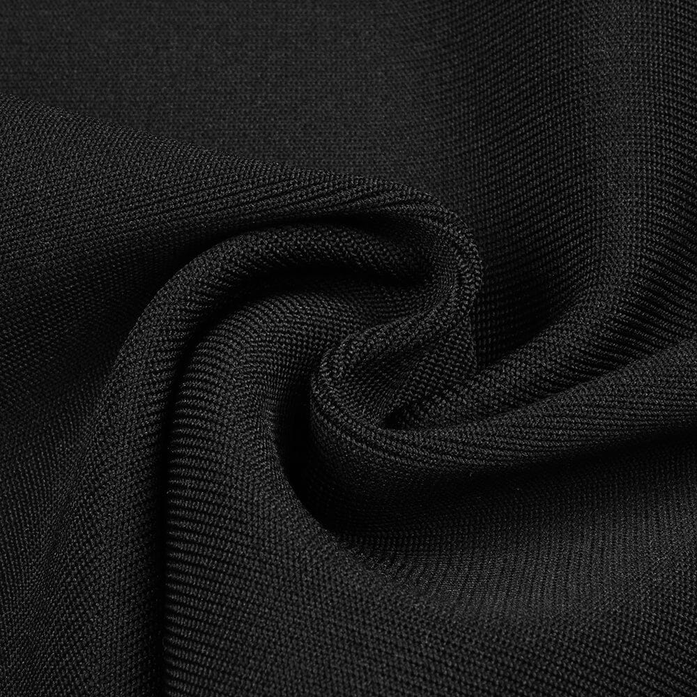MESH STITCHED SLIM MINI DRESS BLACK