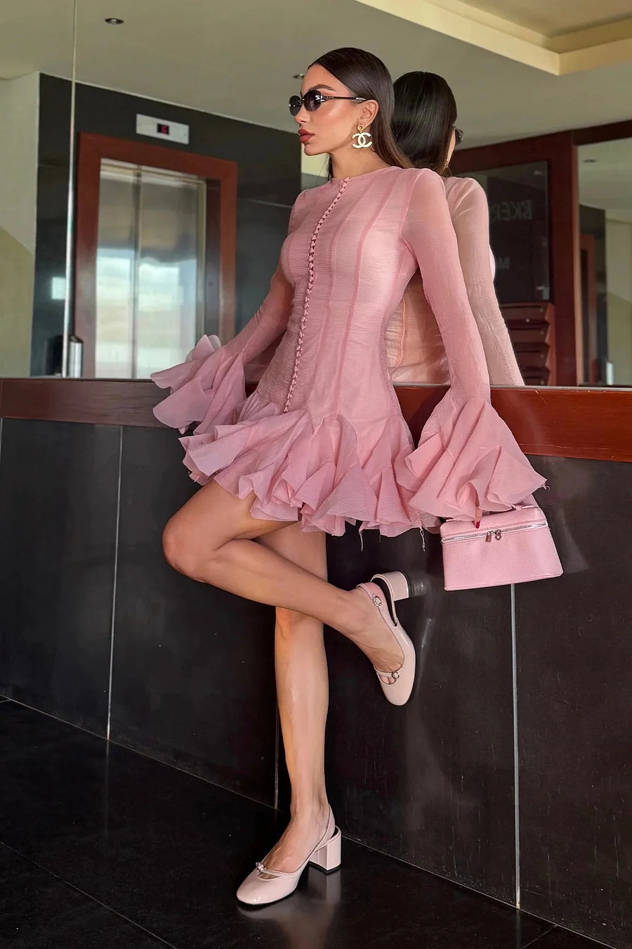 JOCELYN RUFFLED MINI DRESS FOR PARTIES